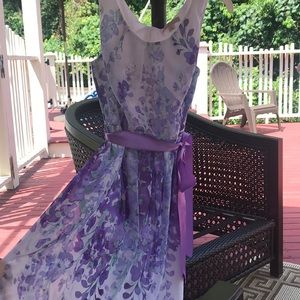 Purple Flower Printed Dress